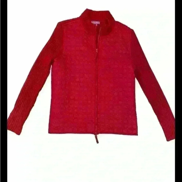 Laura Scott Quilted Sweater Jacket size Large Red - Picture 1 of 4